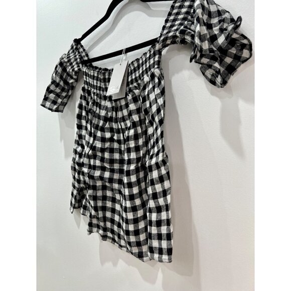 NWT Rails Size L Isabelle Off The Shoulder Top Black Gingham MSRP $138 - Picture 7 of 12